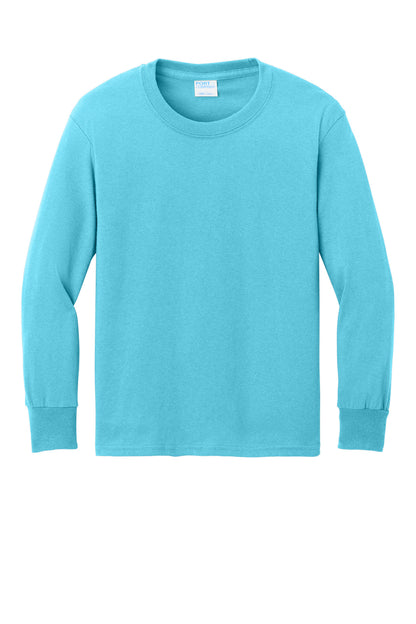 Port & Co Youth Long Sleeve Core Cotton Tee. PC54YLS (Choose Your Design)