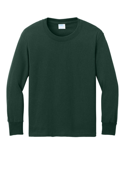 Port & Co Youth Long Sleeve Core Cotton Tee. PC54YLS (Choose Your Design)