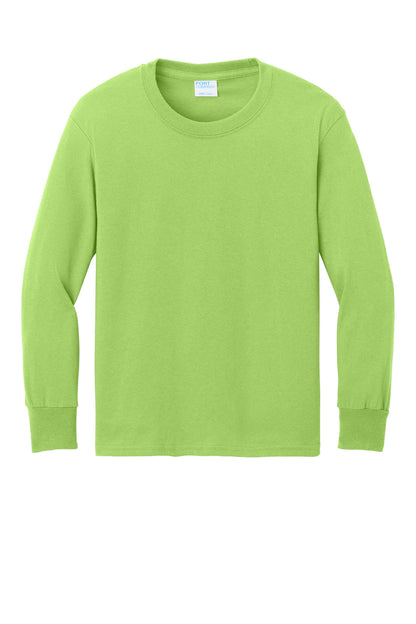 Port & Co Youth Long Sleeve Core Cotton Tee. PC54YLS (Choose Your Design)