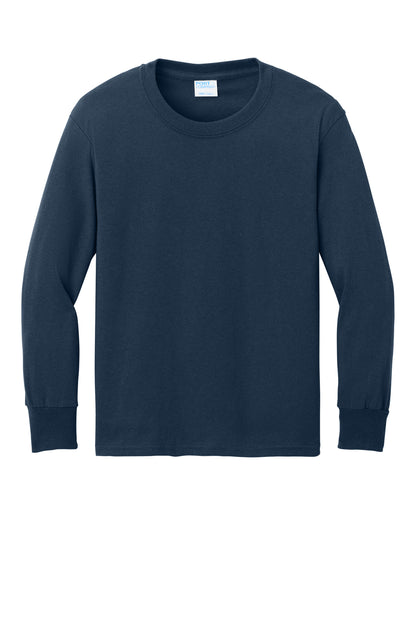 Port & Co Youth Long Sleeve Core Cotton Tee. PC54YLS (Choose Your Design)