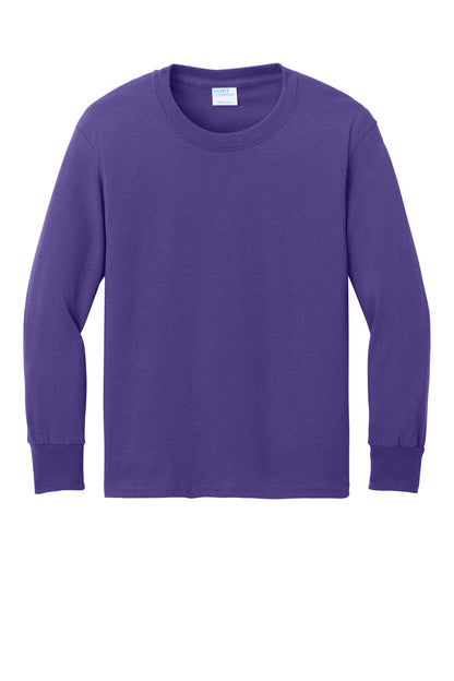 Port & Co Youth Long Sleeve Core Cotton Tee. PC54YLS (Choose Your Design)