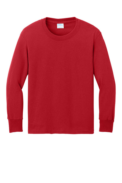 Port & Co Youth Long Sleeve Core Cotton Tee. PC54YLS (Choose Your Design)