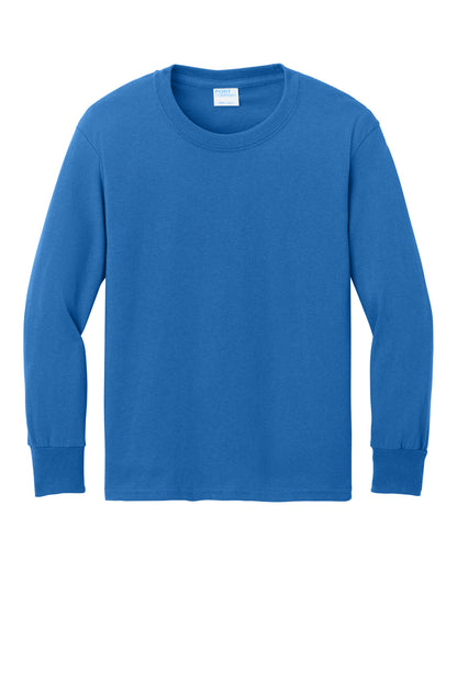 Port & Co Youth Long Sleeve Core Cotton Tee. PC54YLS (Choose Your Design)