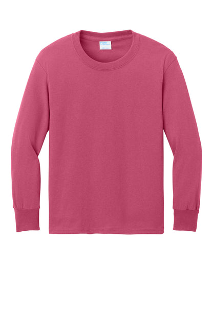 Port & Co Youth Long Sleeve Core Cotton Tee. PC54YLS (Choose Your Design)