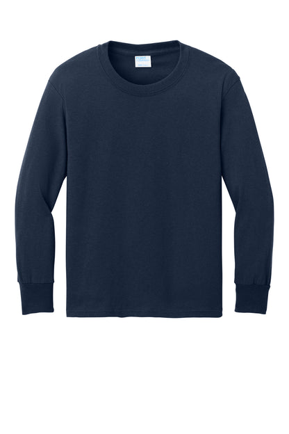 Port & Co Youth Long Sleeve Core Cotton Tee. PC54YLS (Choose Your Design)