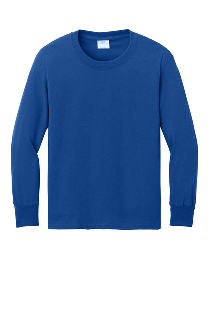 Port & Co Youth Long Sleeve Core Cotton Tee. PC54YLS (Choose Your Design)
