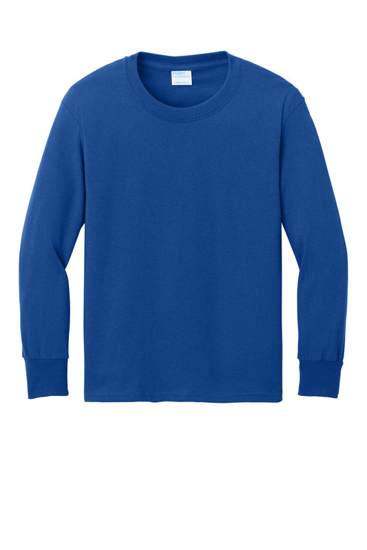 Port & Co Youth Long Sleeve Core Cotton Tee. PC54YLS (Choose Your Design)