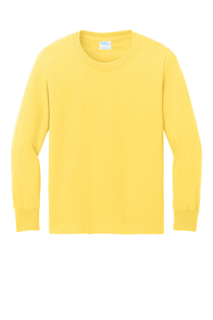 Port & Co Youth Long Sleeve Core Cotton Tee. PC54YLS (Choose Your Design)