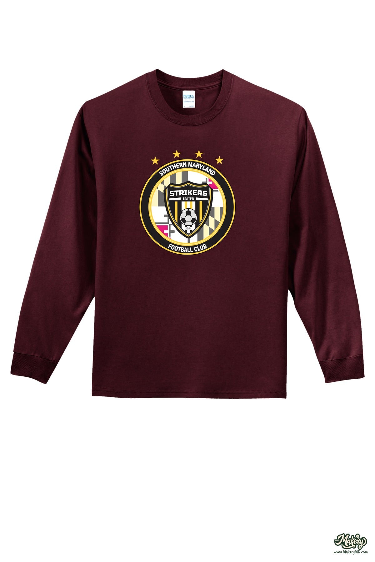 Long Sleeve Cotton Tee / Athletic Maroon / front