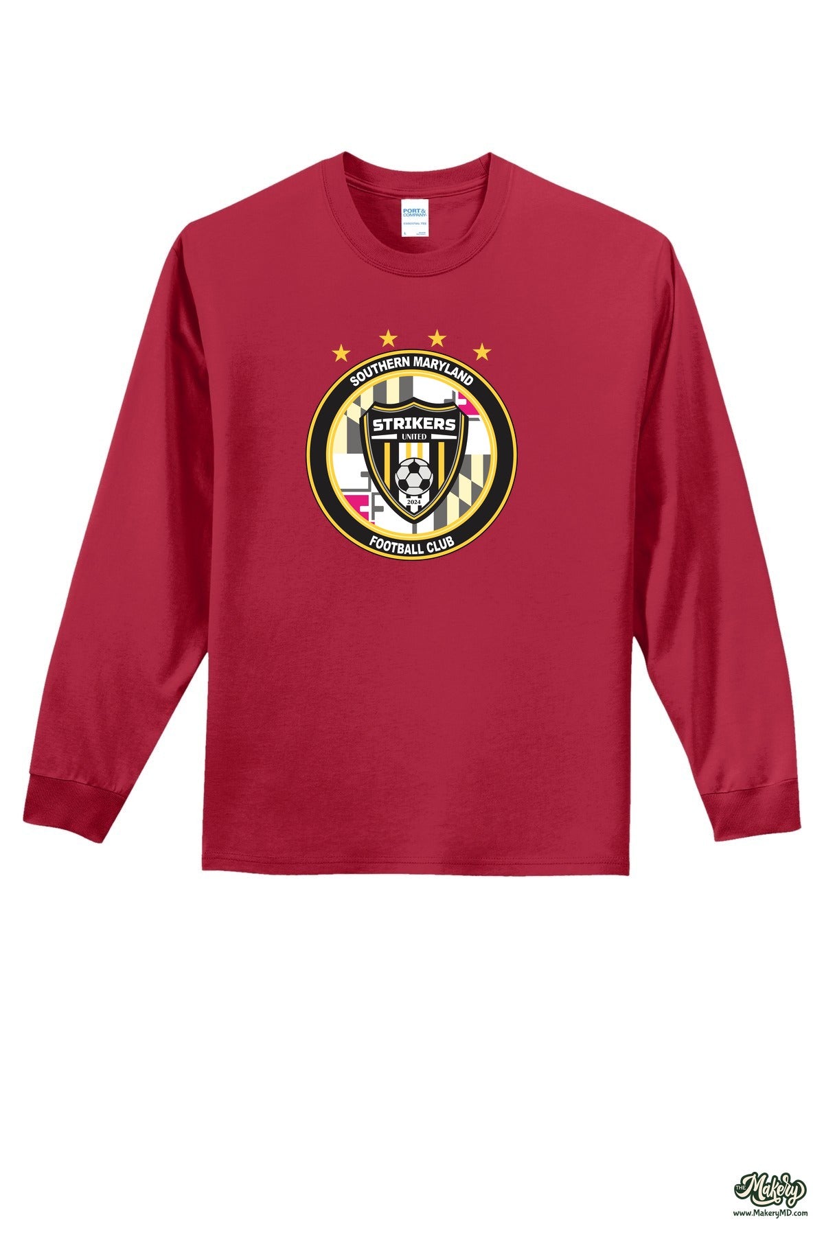 Long Sleeve Cotton Tee / Red / front