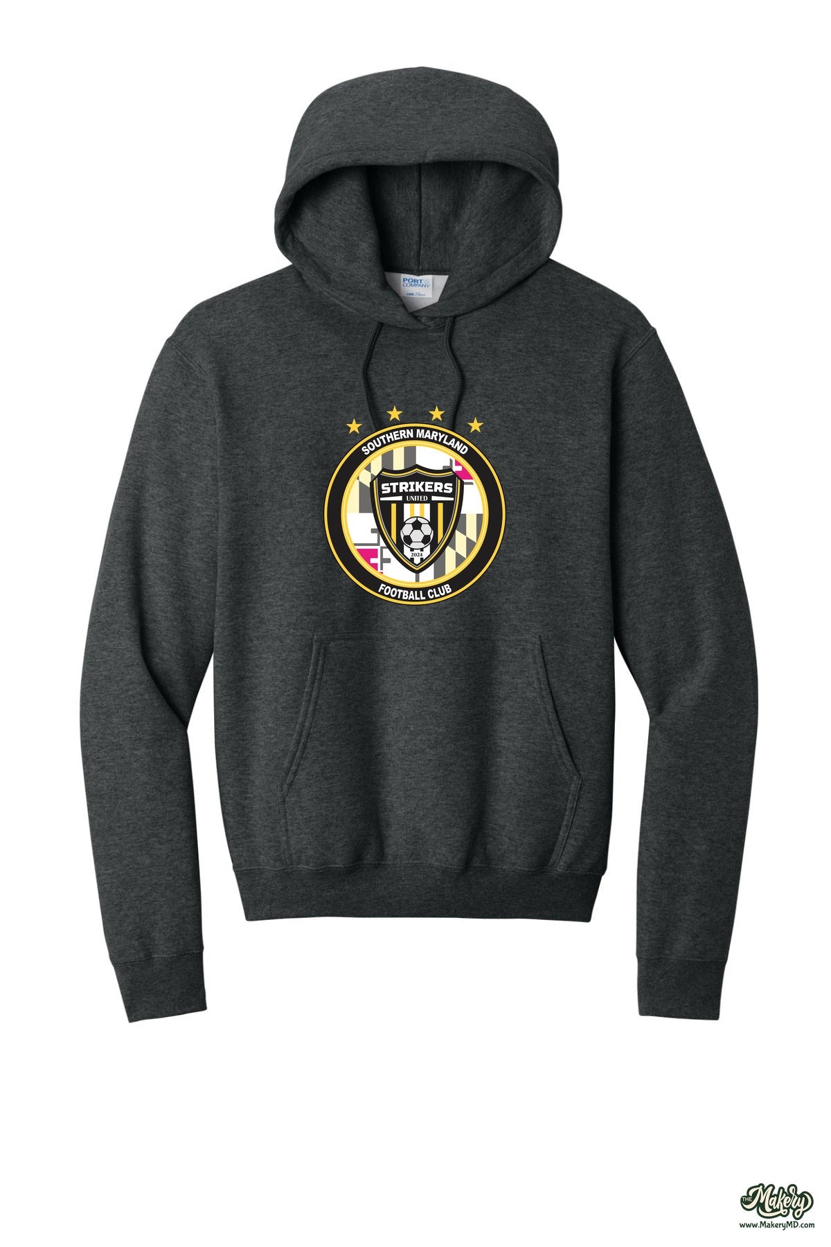 Hoodie / Black Heather / front