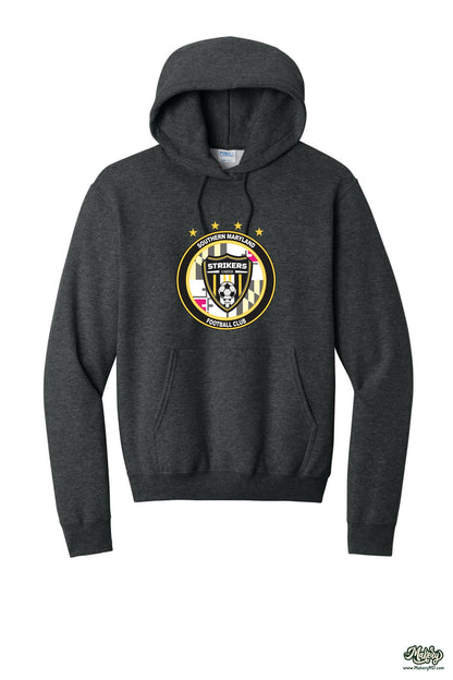 Hoodie / Black Heather / front