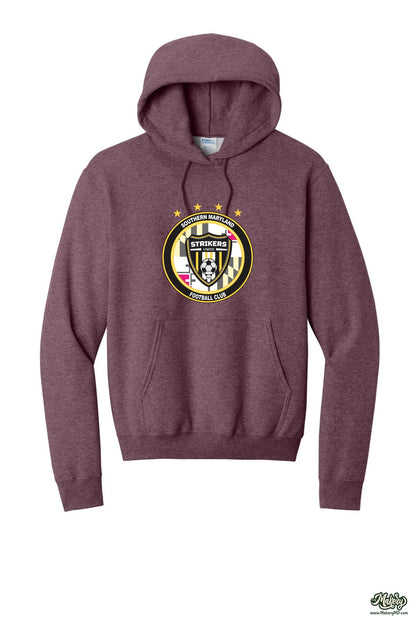 Hoodie / Heather Athletic Maroon / front