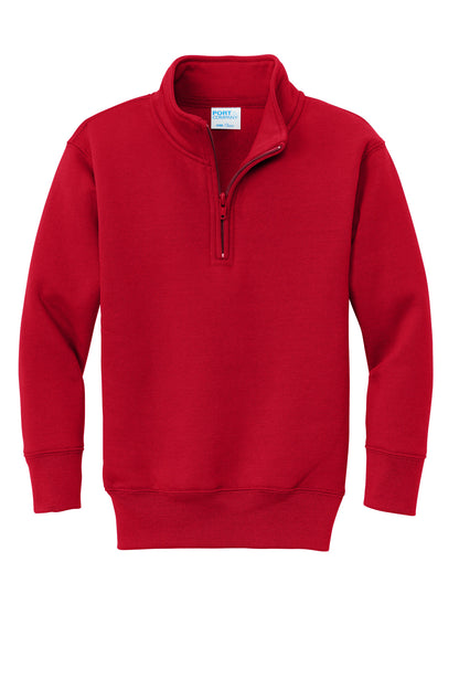 Port & Co Youth Core Fleece 1/4-Zip Pullover Sweatshirt. PC78YQ (Choose Your Design)