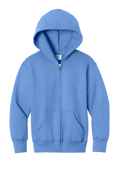 Port & Co Youth Core Fleece Full-Zip Hooded Sweatshirt. PC78YZH (Choose Your Design)