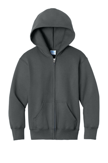 Port & Co Youth Core Fleece Full-Zip Hooded Sweatshirt. PC78YZH (Choose Your Design)
