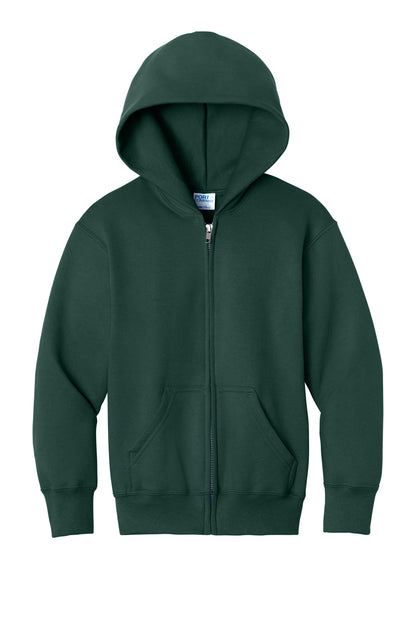 Port & Co Youth Core Fleece Full-Zip Hooded Sweatshirt. PC78YZH (Choose Your Design)