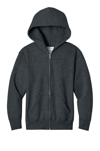 Port & Co Youth Core Fleece Full-Zip Hooded Sweatshirt. PC78YZH (Choose Your Design)