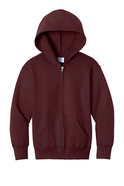 Port & Co Youth Core Fleece Full-Zip Hooded Sweatshirt. PC78YZH (Choose Your Design)