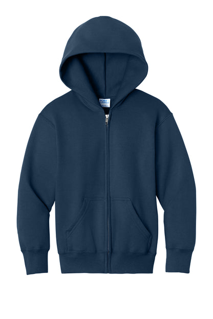 Port & Co Youth Core Fleece Full-Zip Hooded Sweatshirt. PC78YZH (Choose Your Design)
