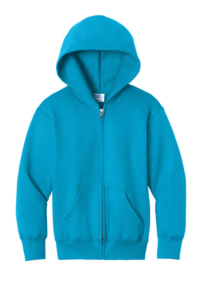 Port & Co Youth Core Fleece Full-Zip Hooded Sweatshirt. PC78YZH (Choose Your Design)
