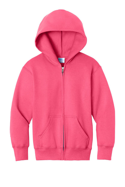 Port & Co Youth Core Fleece Full-Zip Hooded Sweatshirt. PC78YZH (Choose Your Design)