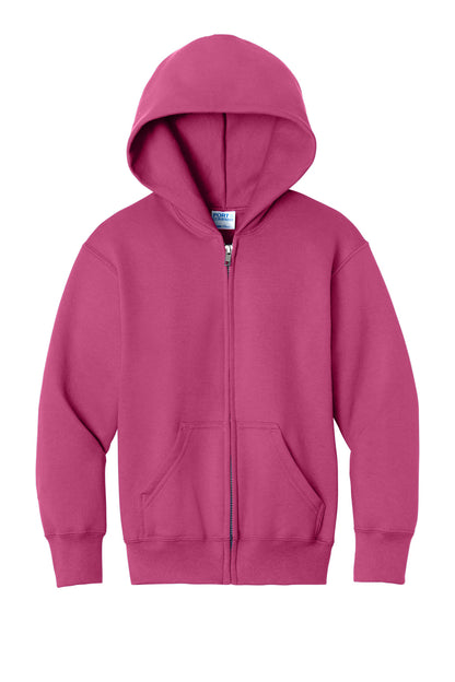 Port & Co Youth Core Fleece Full-Zip Hooded Sweatshirt. PC78YZH (Choose Your Design)