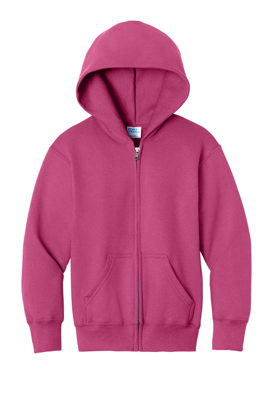 Port & Co Youth Core Fleece Full-Zip Hooded Sweatshirt. PC78YZH (Choose Your Design)