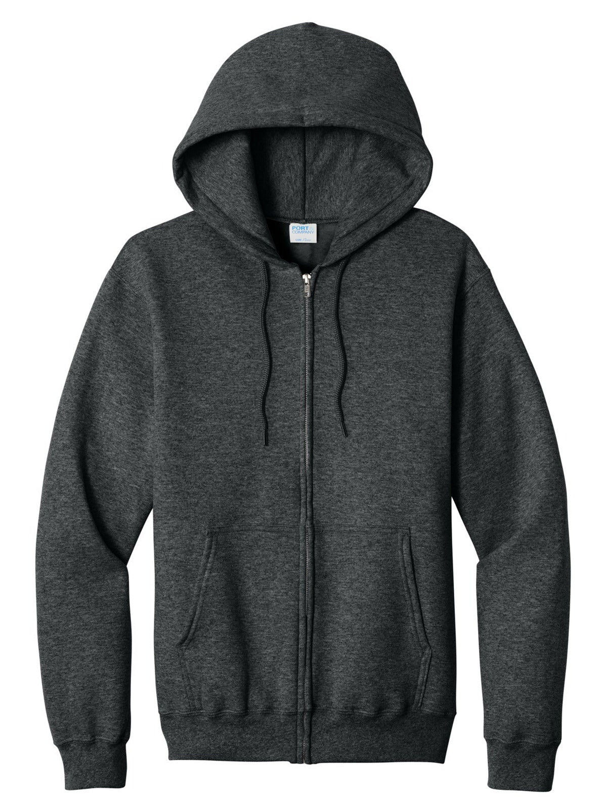 Zip Hoodie / Black Heather / front