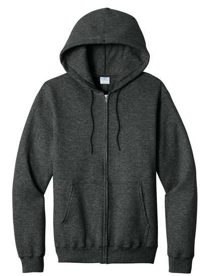 Zip Hoodie / Black Heather / front