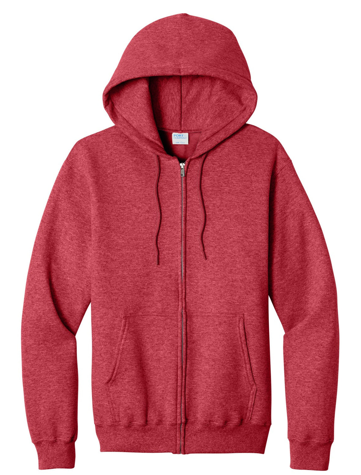 Zip Hoodie / Heather Red / front