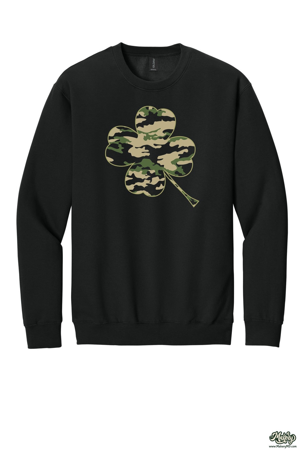 Camo Clover - Crewneck Sweatshirt / Black / front