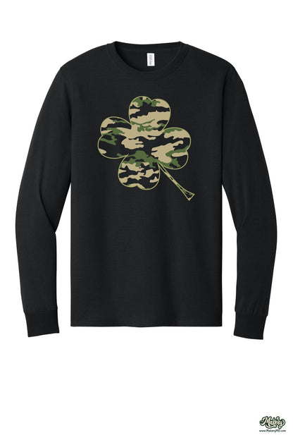 Camo Clover - Long Sleeve Tee / Black / front
