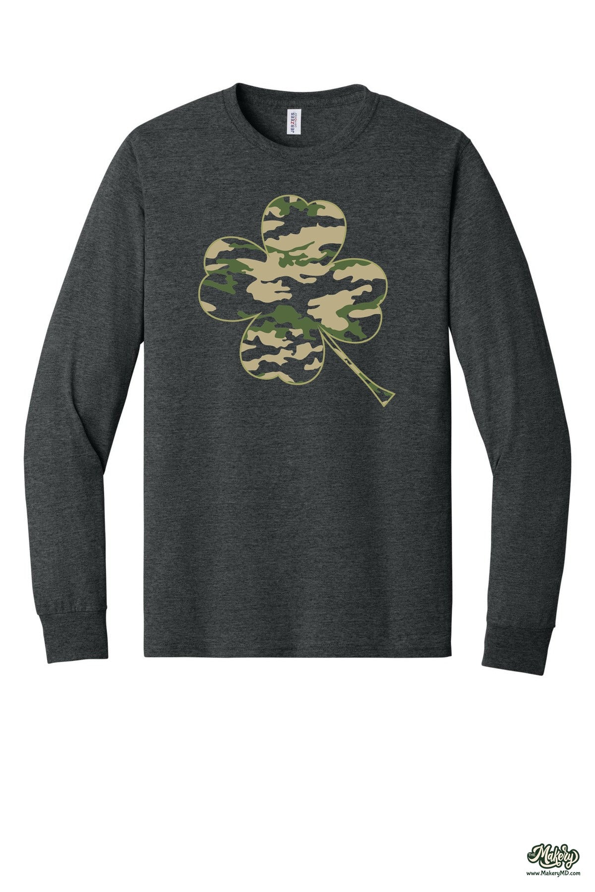 Camo Clover - Long Sleeve Tee / Black Heather / front
