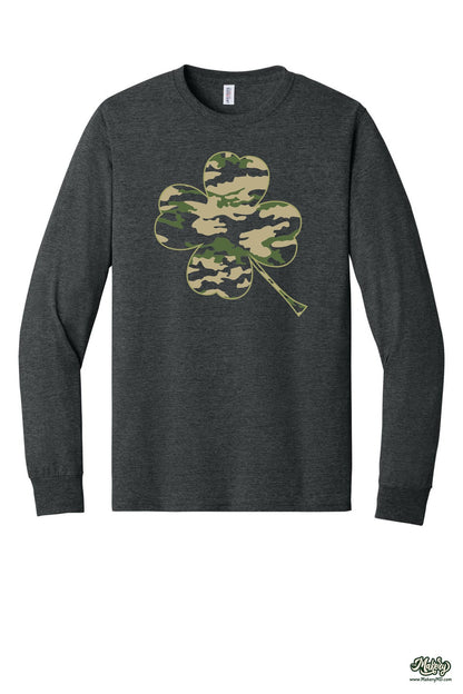 Camo Clover - Long Sleeve Tee / Black Heather / front