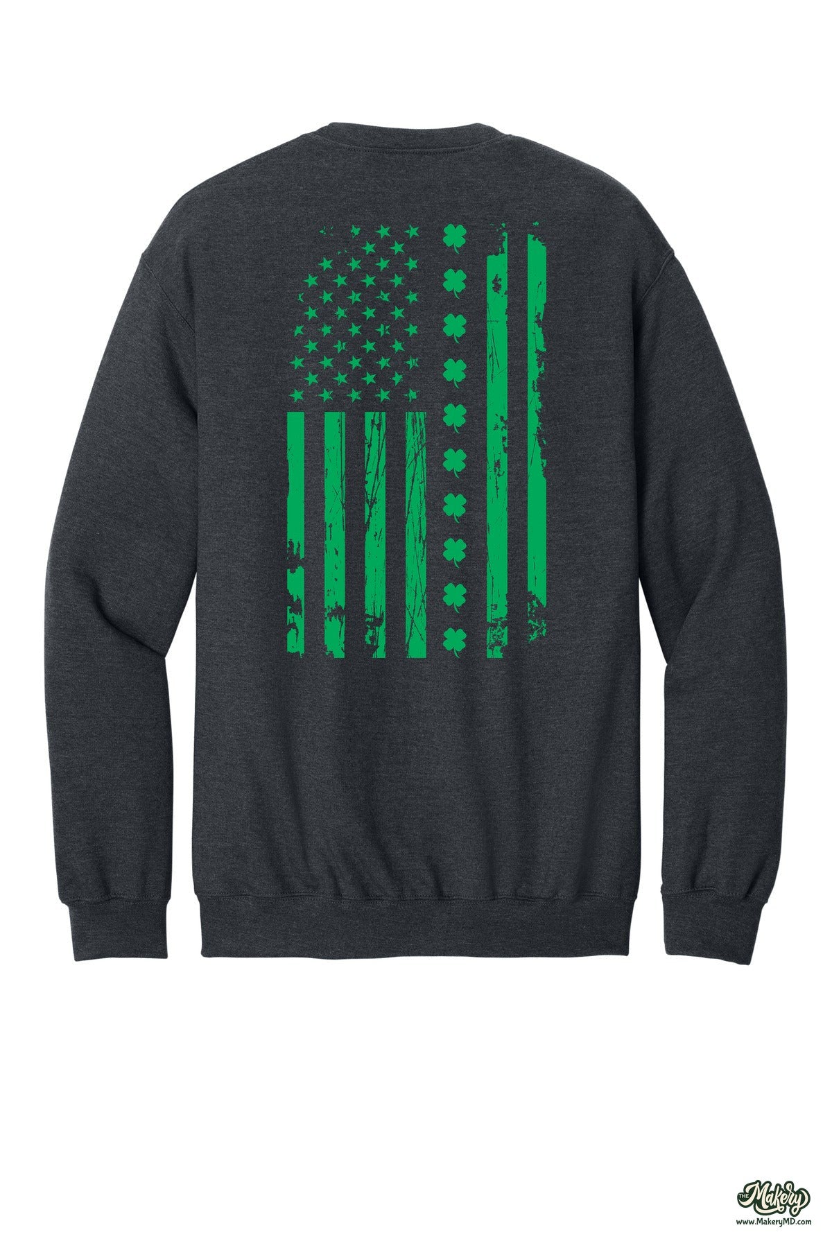 Shamrock Flag - Crewneck Sweatshirt / Dark Heather / back