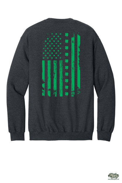 Shamrock Flag - Crewneck Sweatshirt / Dark Heather / back