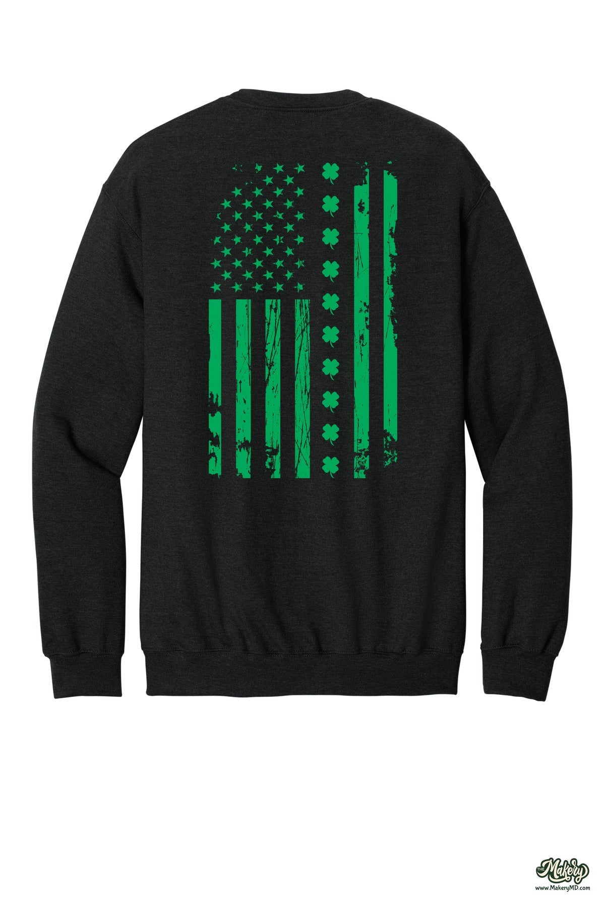 Shamrock Flag - Crewneck Sweatshirt / Heather Black / back