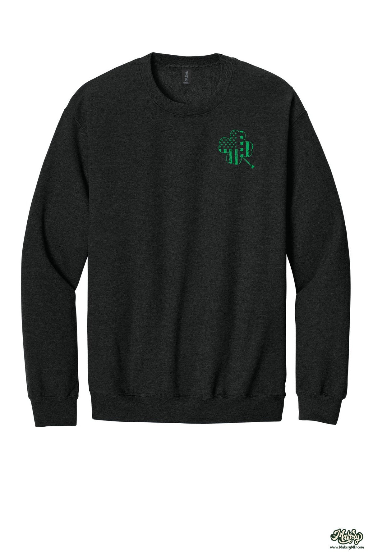 Shamrock Flag - Crewneck Sweatshirt / Heather Black / front