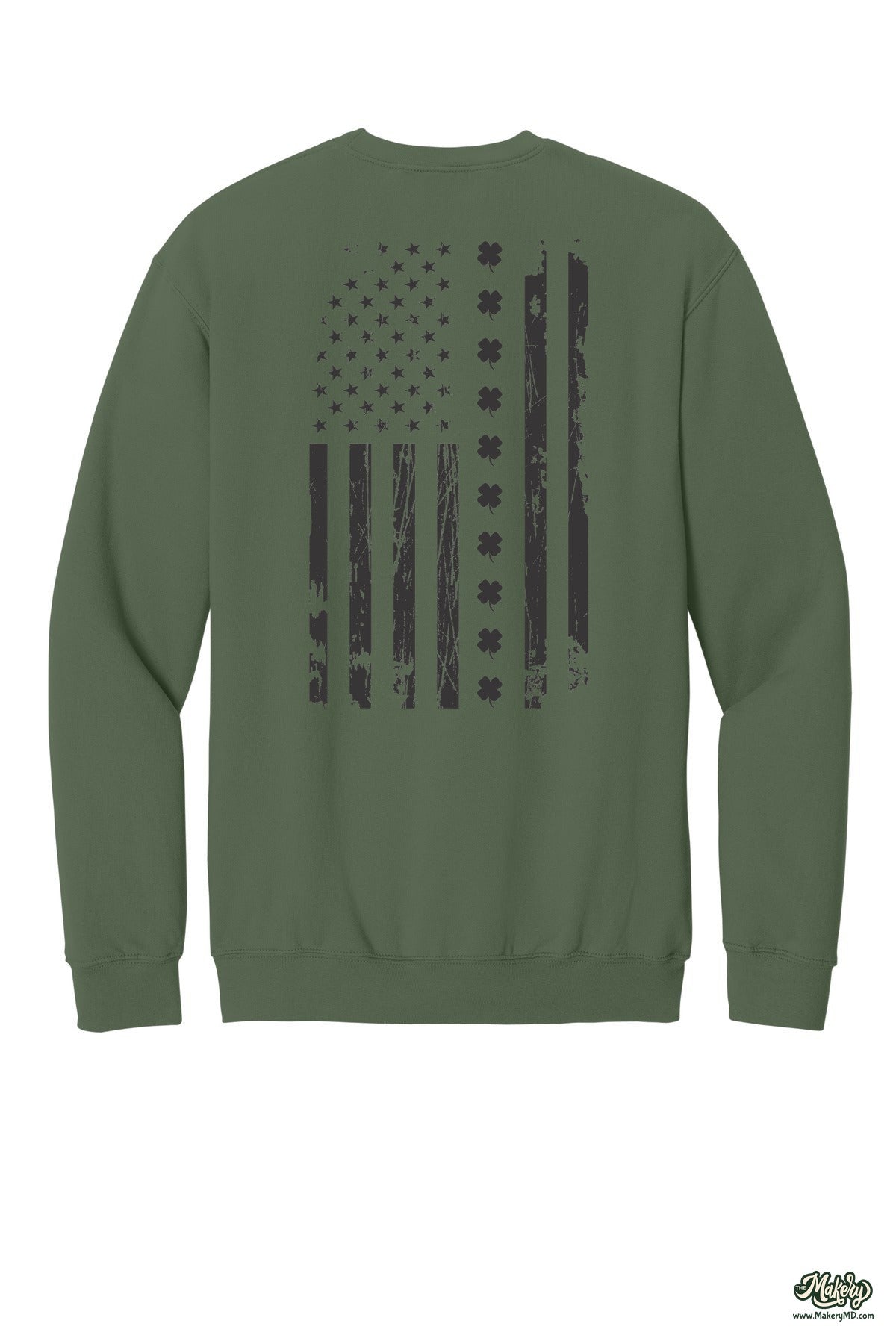 Shamrock Flag - Crewneck Sweatshirt / Military Green / back
