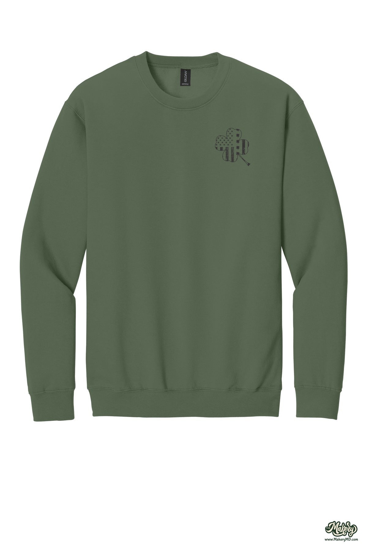 Shamrock Flag - Crewneck Sweatshirt / Military Green / front