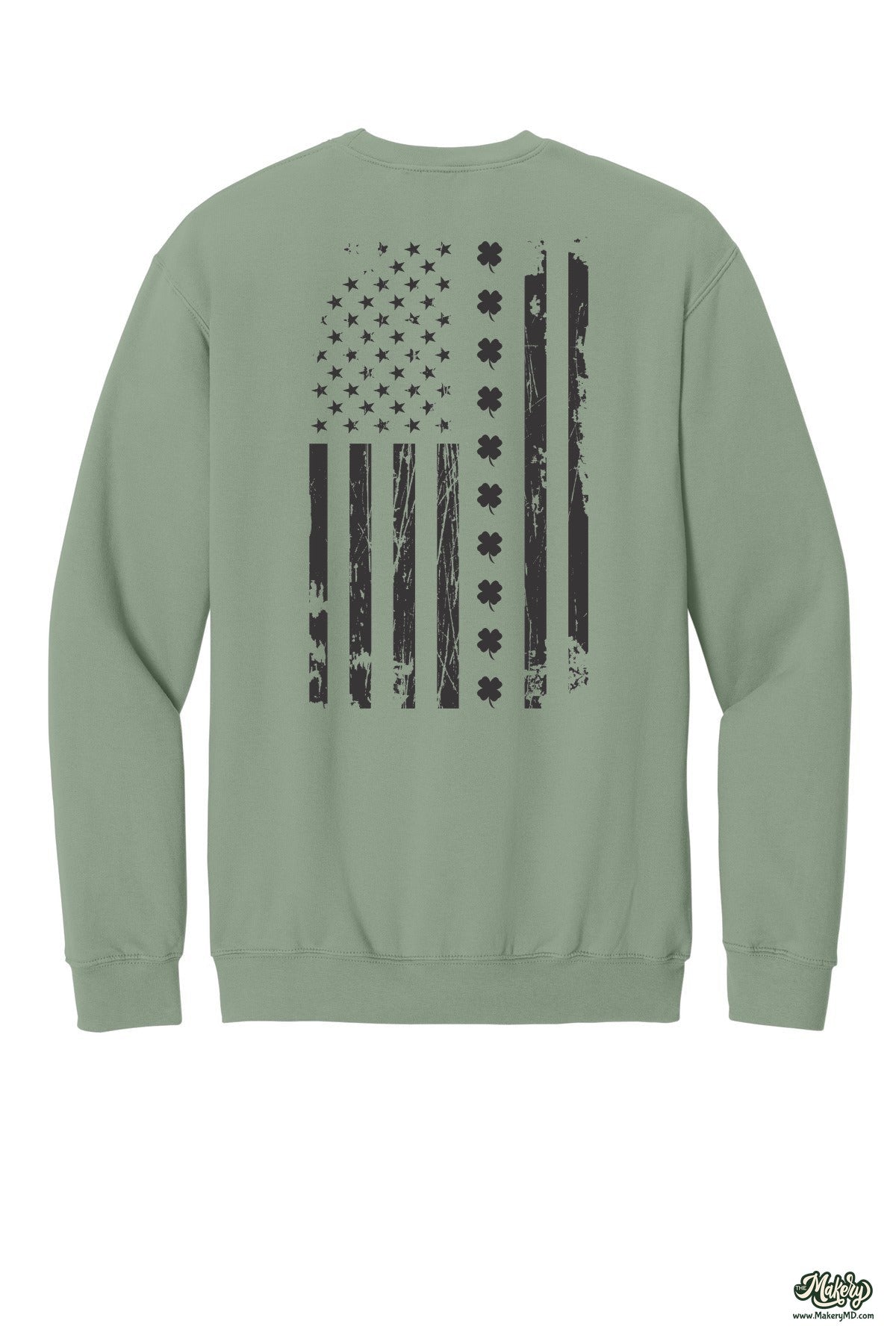 Shamrock Flag - Crewneck Sweatshirt / Sage / back