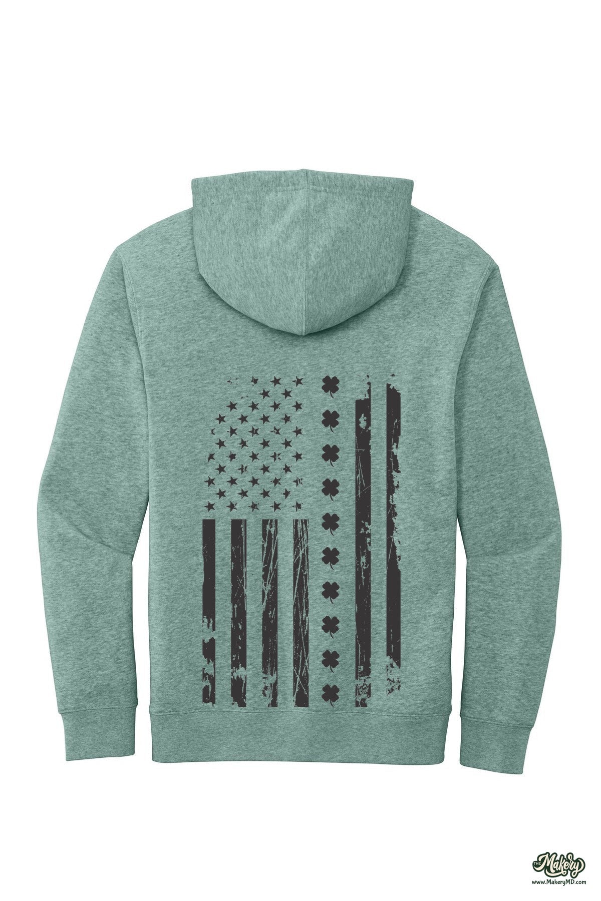 Shamrock Flag - Hoodie / Heathered Dusty Sage / back