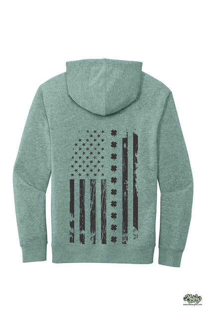 Shamrock Flag - Hoodie / Heathered Dusty Sage / back