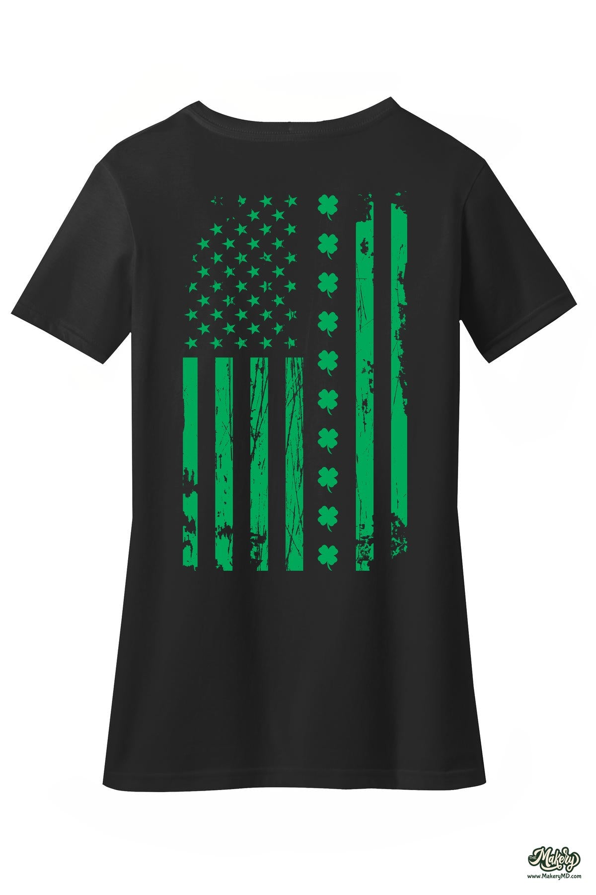 Shamrock Flag - Ladies V-Neck / Black / back