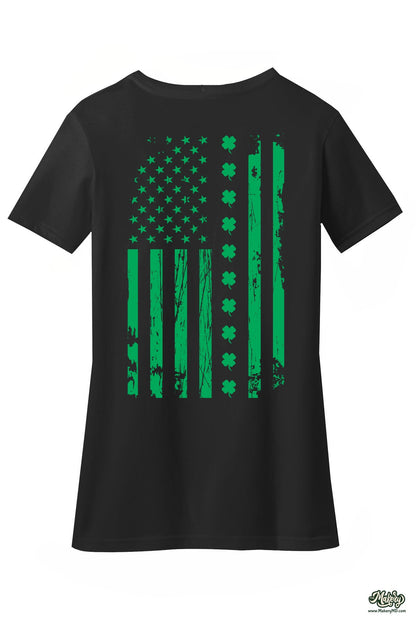 Shamrock Flag - Ladies V-Neck / Black / back