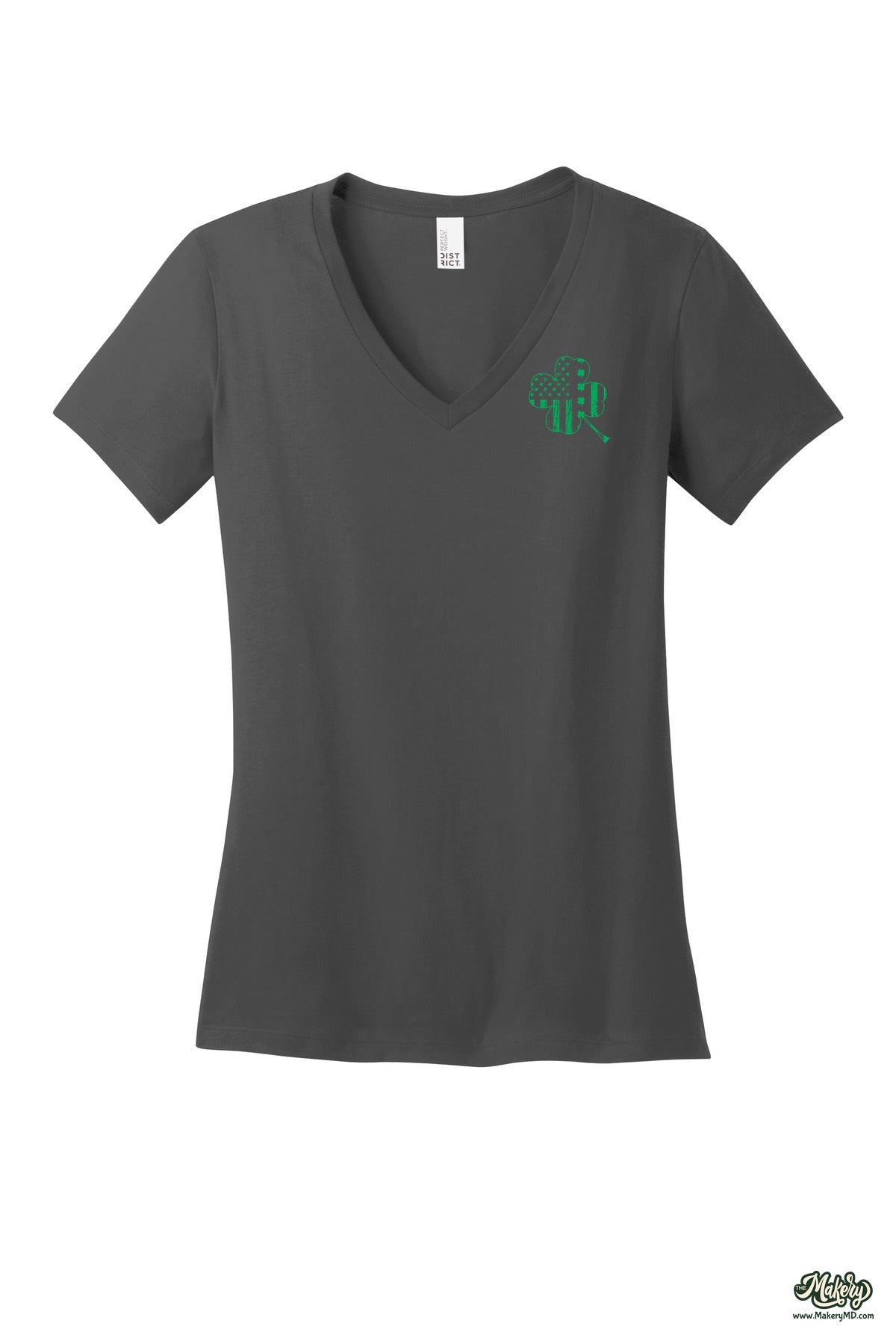 Shamrock Flag - Ladies V-Neck / Charcoal / front