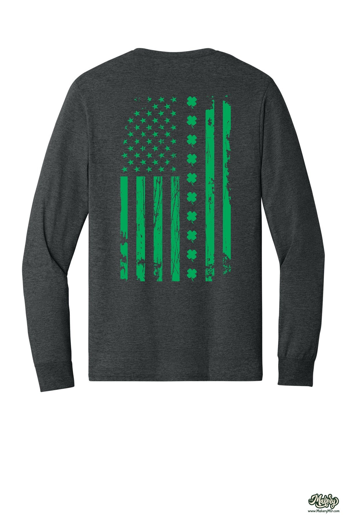 Shamrock Flag - Long Sleeve Tee / Black Heather / back