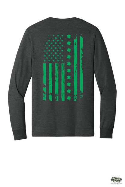 Shamrock Flag - Long Sleeve Tee / Black Heather / back
