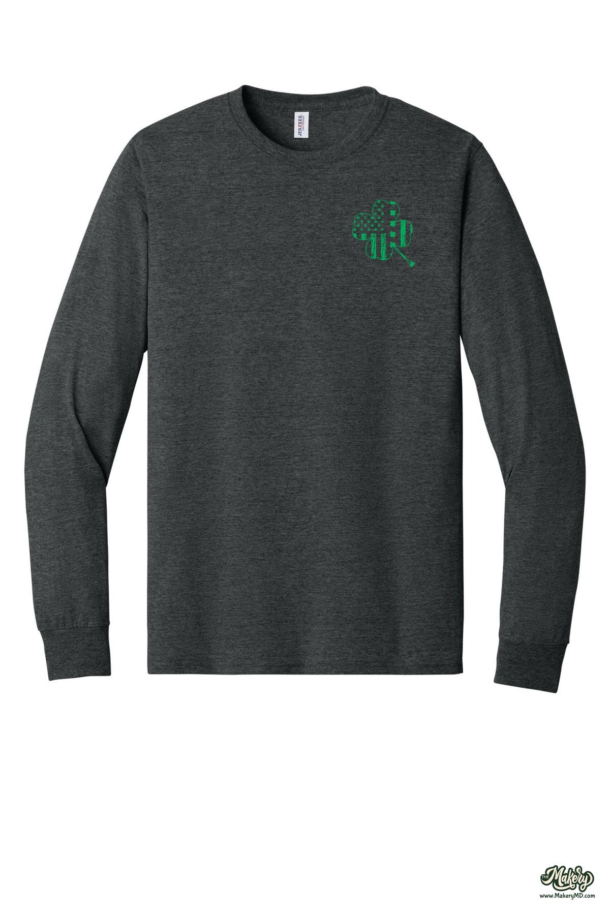 Shamrock Flag - Long Sleeve Tee / Black Heather / front